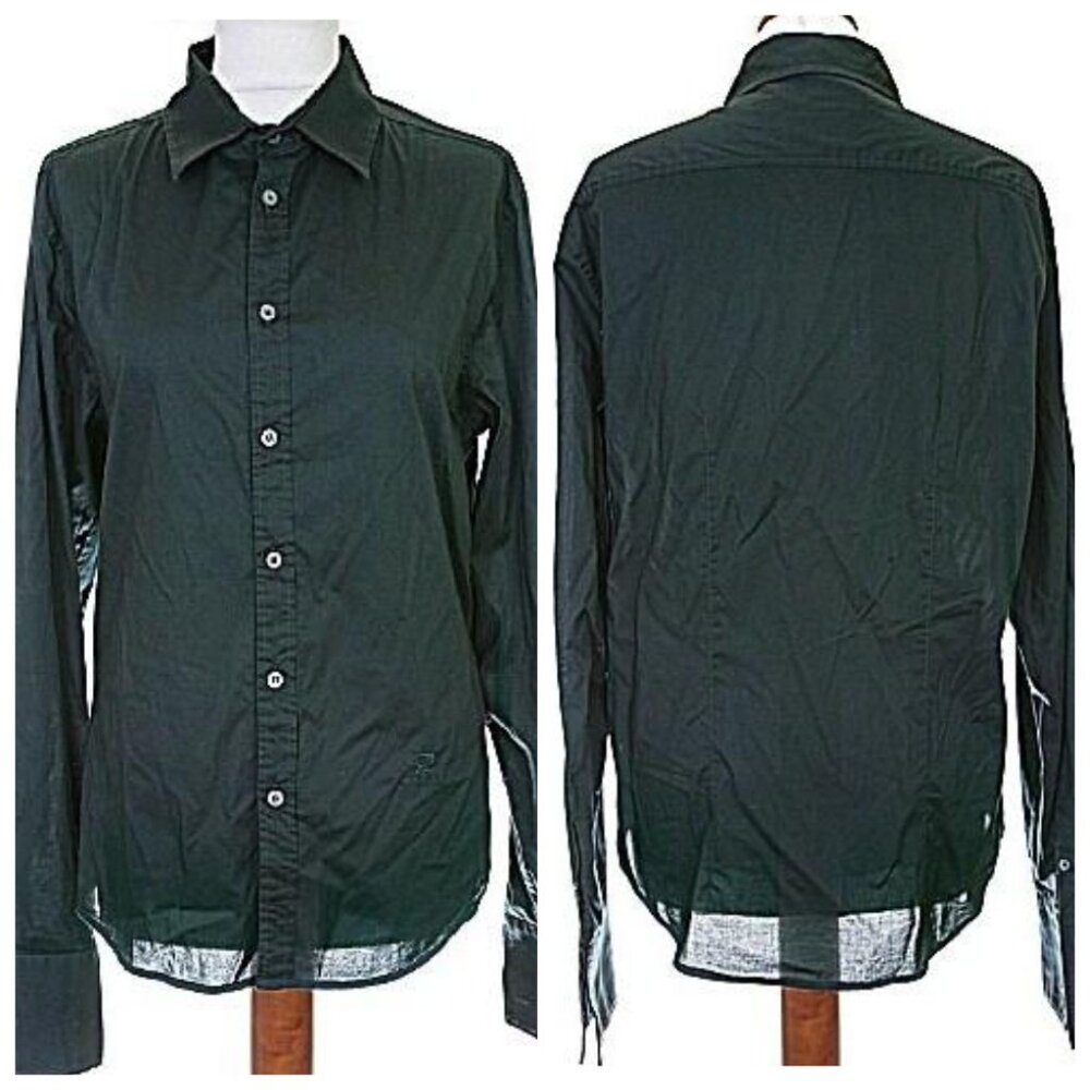 Class Roberto Cavalli Vintage Men Dress Shirt Black Green IT 50 US 16 NWT